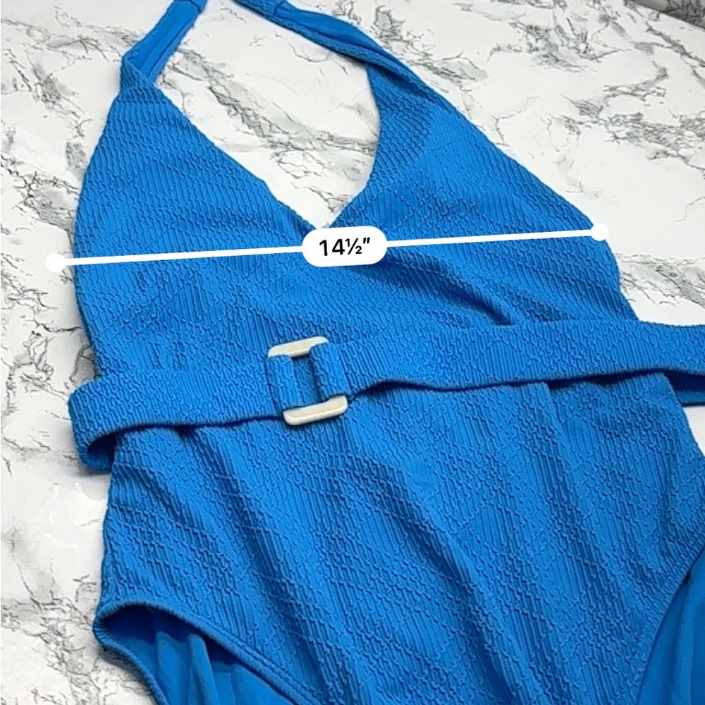 Shade & Shore Women's One Piece in Belted Vibrant Blue Size Large - Picture 3 of 8
